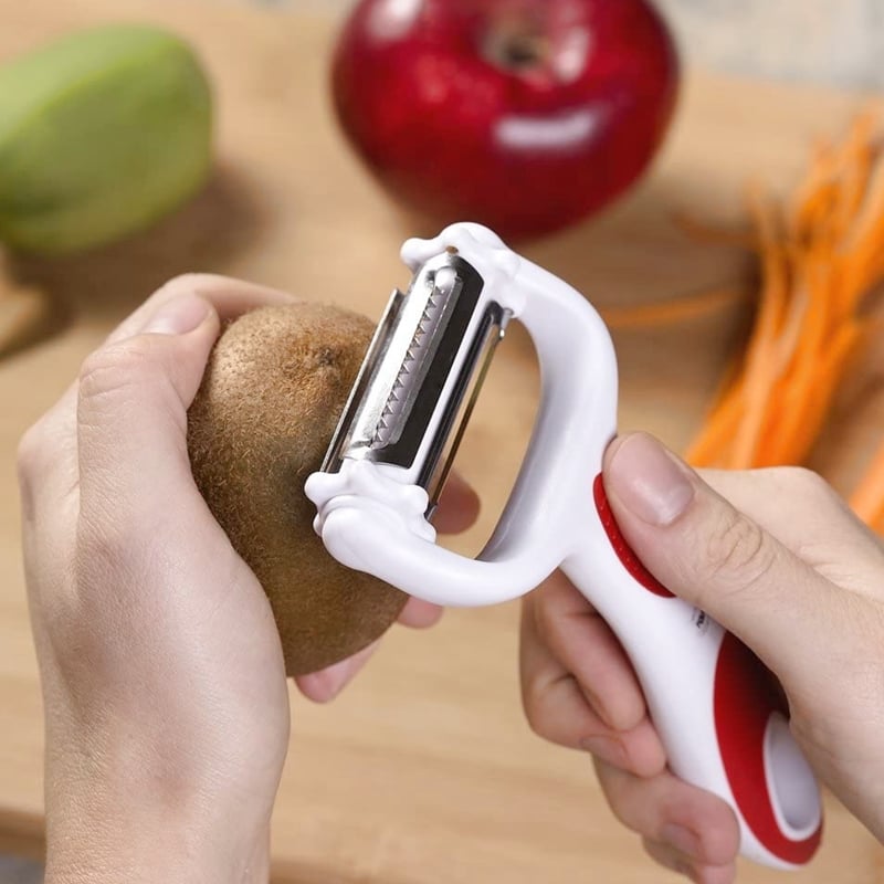 Descascador 3 em 1 - Aço Inoxidável, Design Ergonômico, Legumes e Frutas 