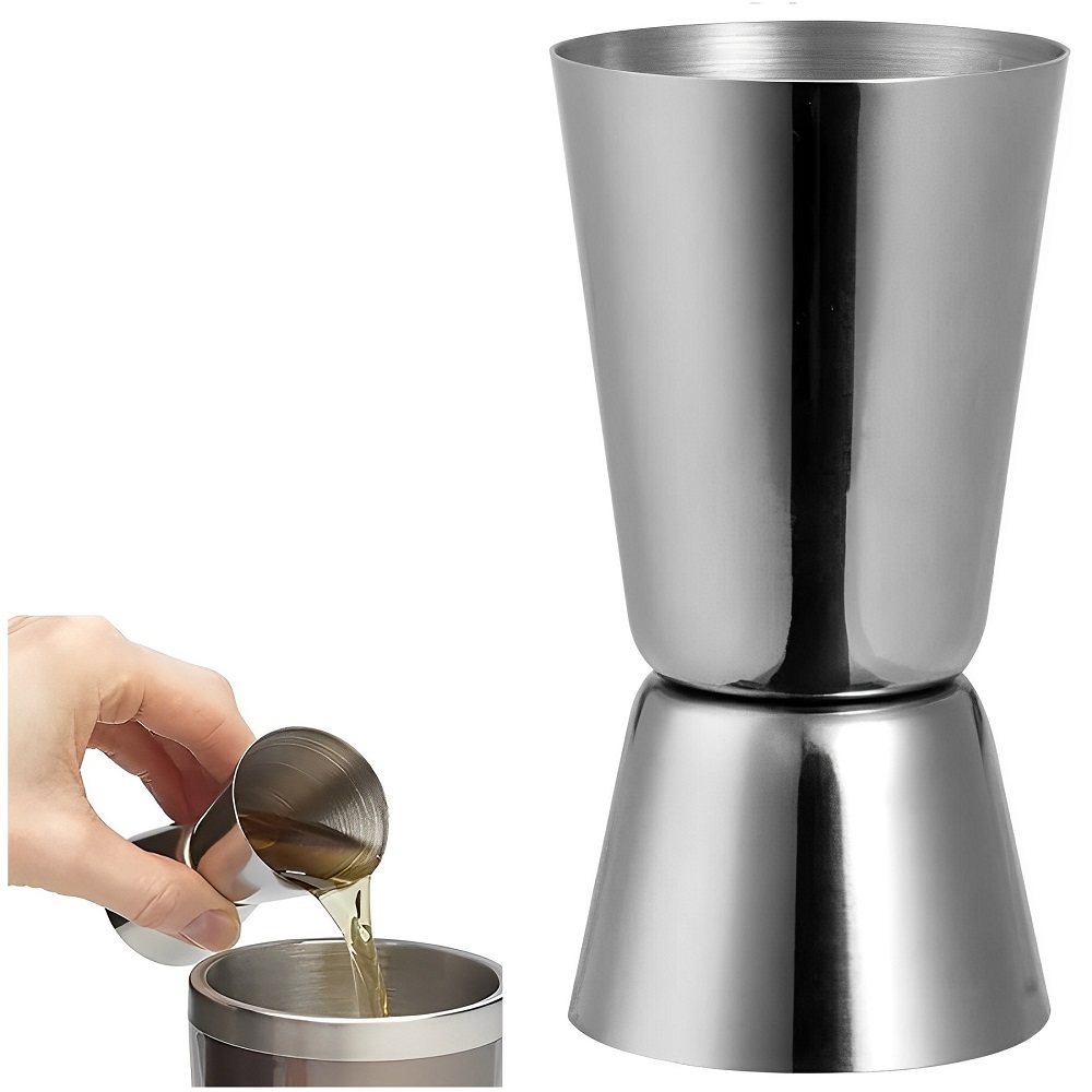 Dosador Duplo de Bebidas em Inox - 25ml e 50ml para Gin, Vodka e Drinks 