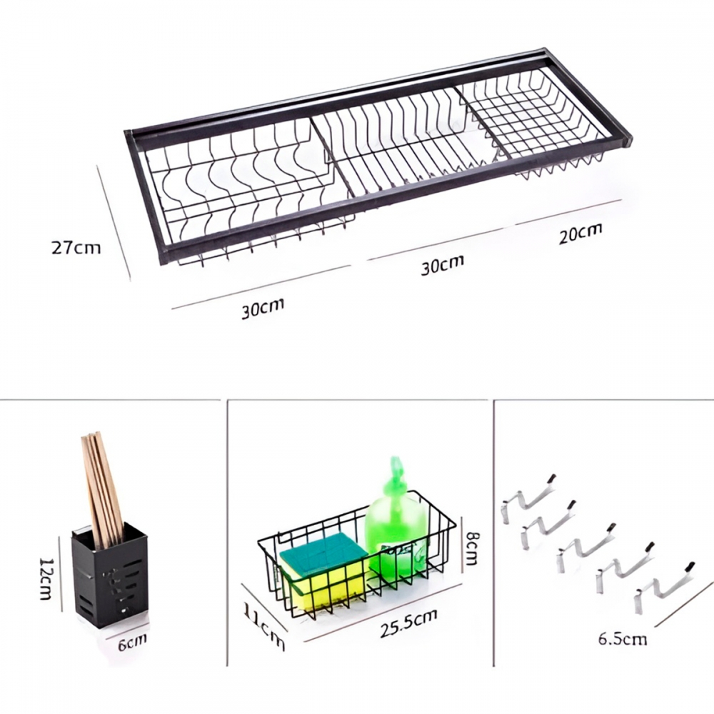 Escorredor Organizador De Louça Modular Suspenso Preto 