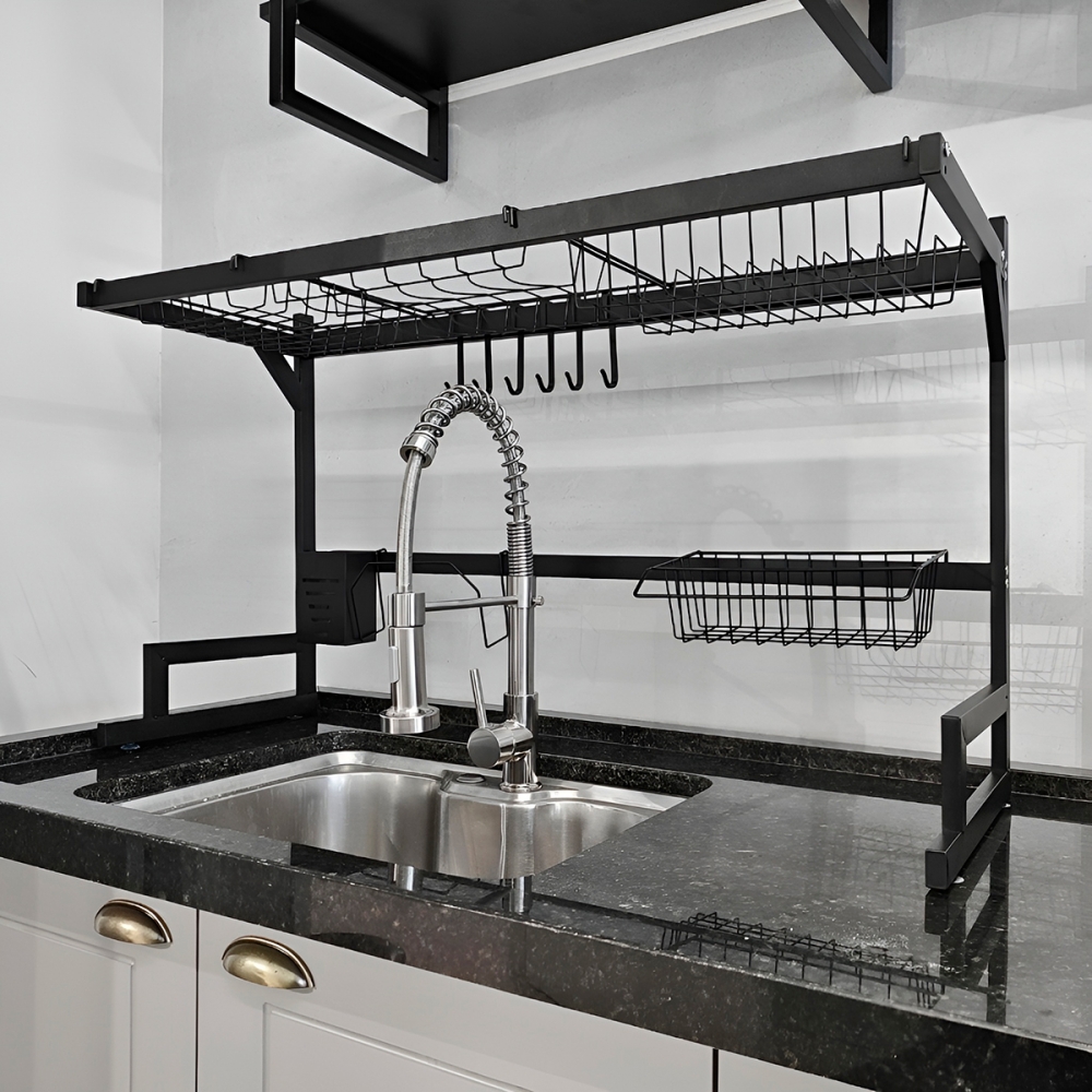 Escorredor Organizador De Louça Modular Suspenso Preto 