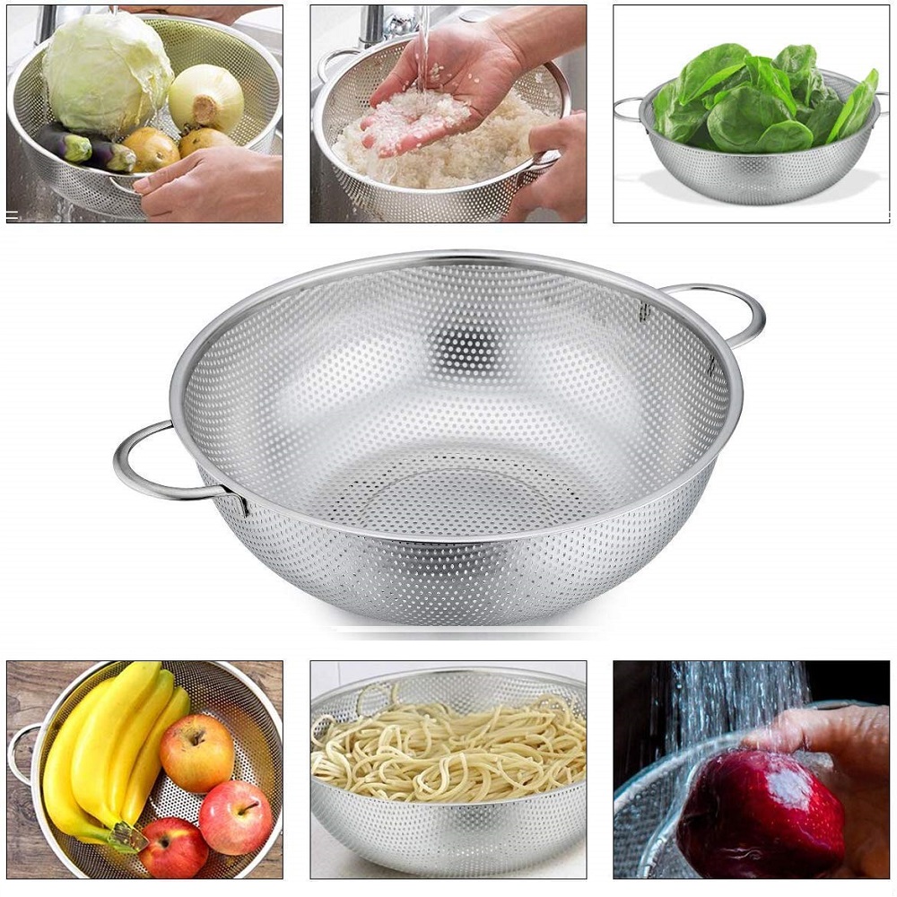 Escorredor de Alimentos, Macarrão, Massas, Arroz, Verduras - Inox 