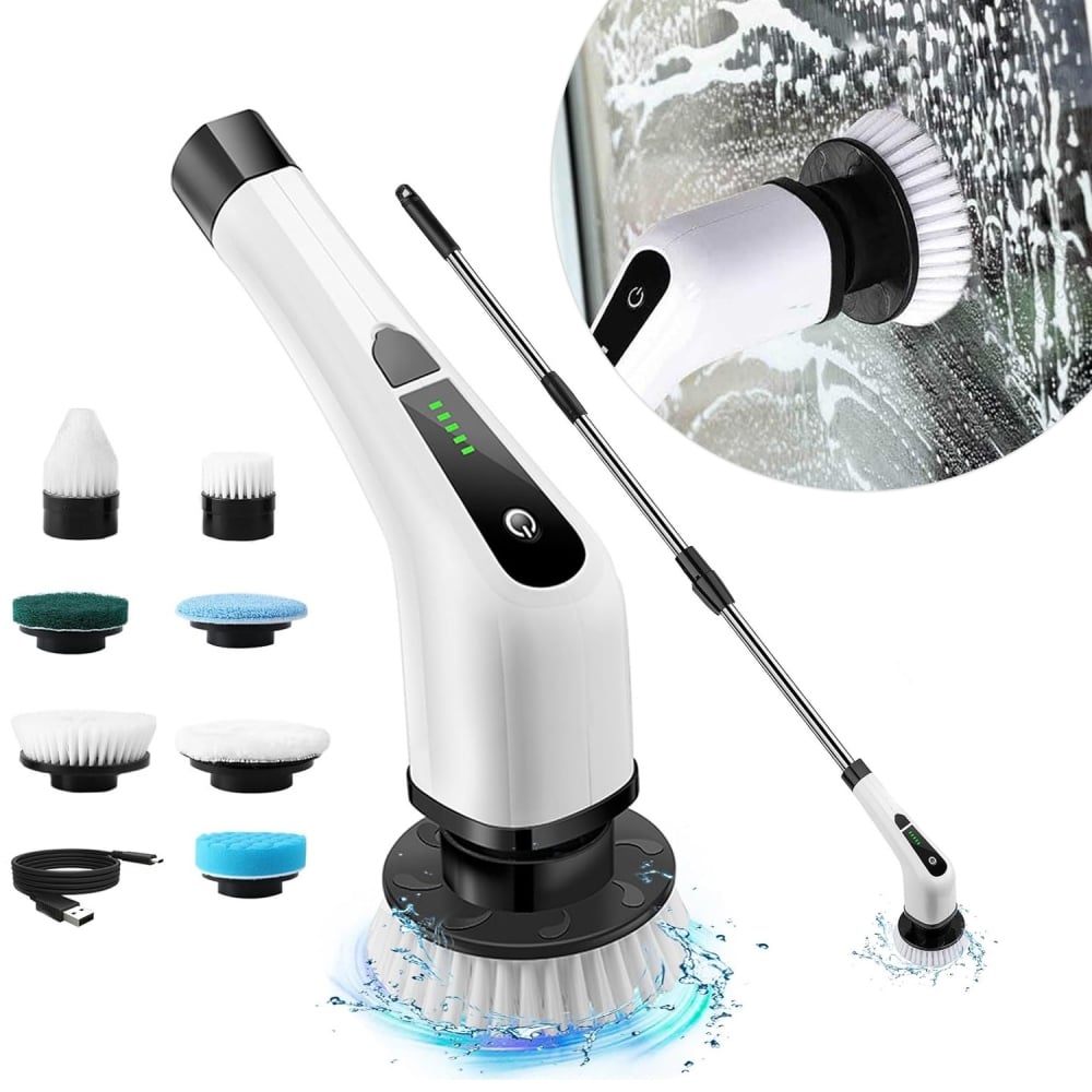 Escova Limpeza Multiuso Elétrica S/ Fio 7 Pontas USB 