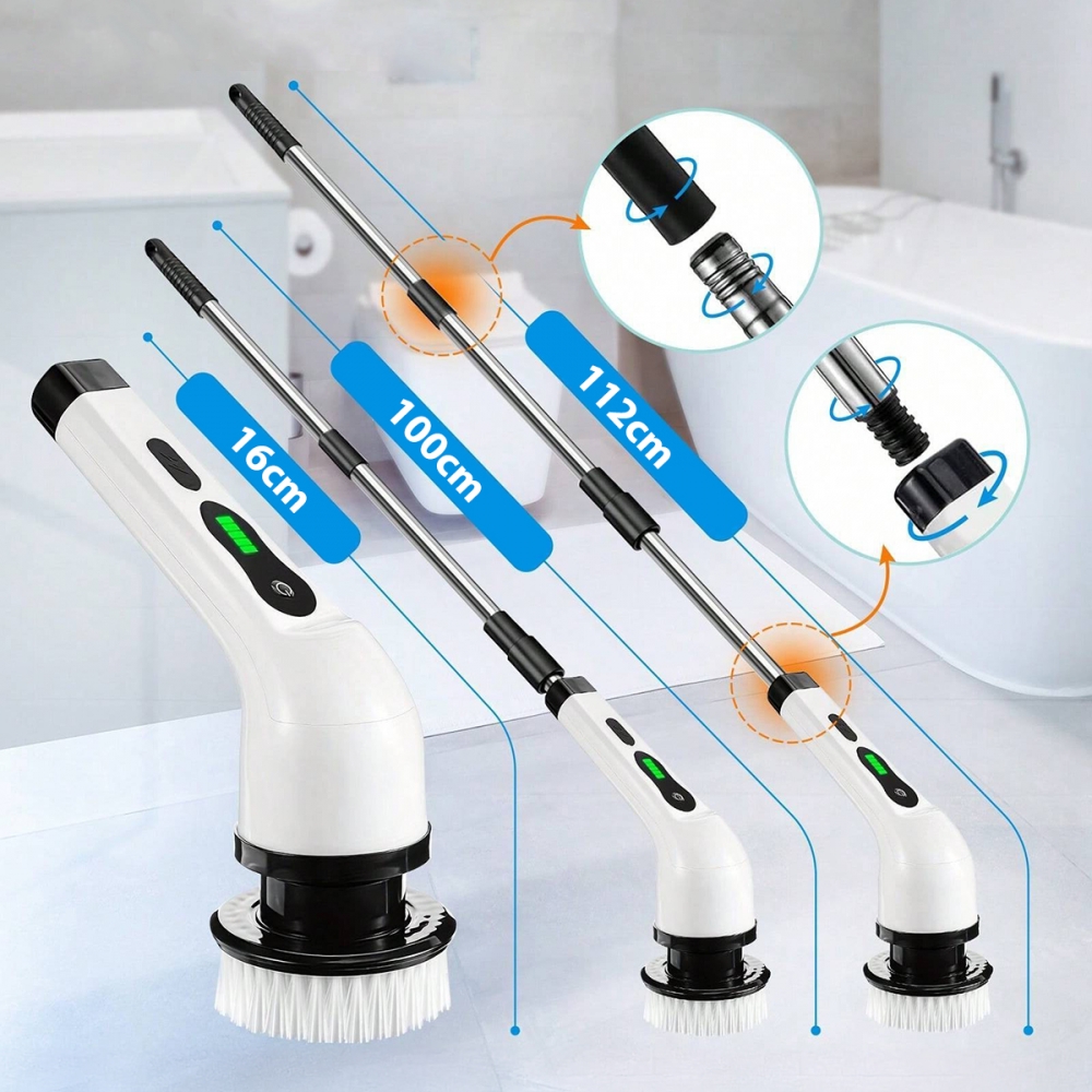 Escova Limpeza Multiuso Elétrica S/ Fio 7 Pontas USB 