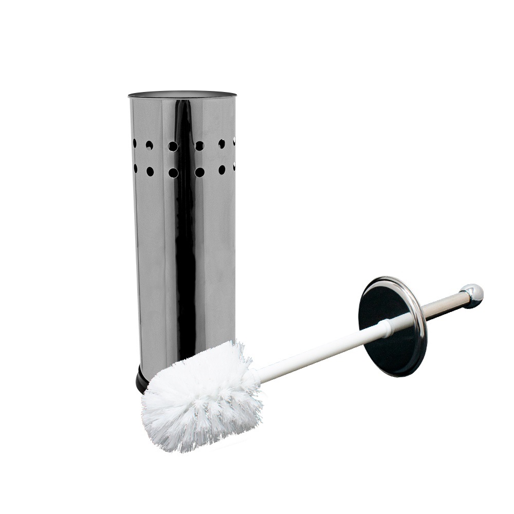 Escova Sanitária Com Cerdas Flexíveis E Suporte Inox para Banheiro 