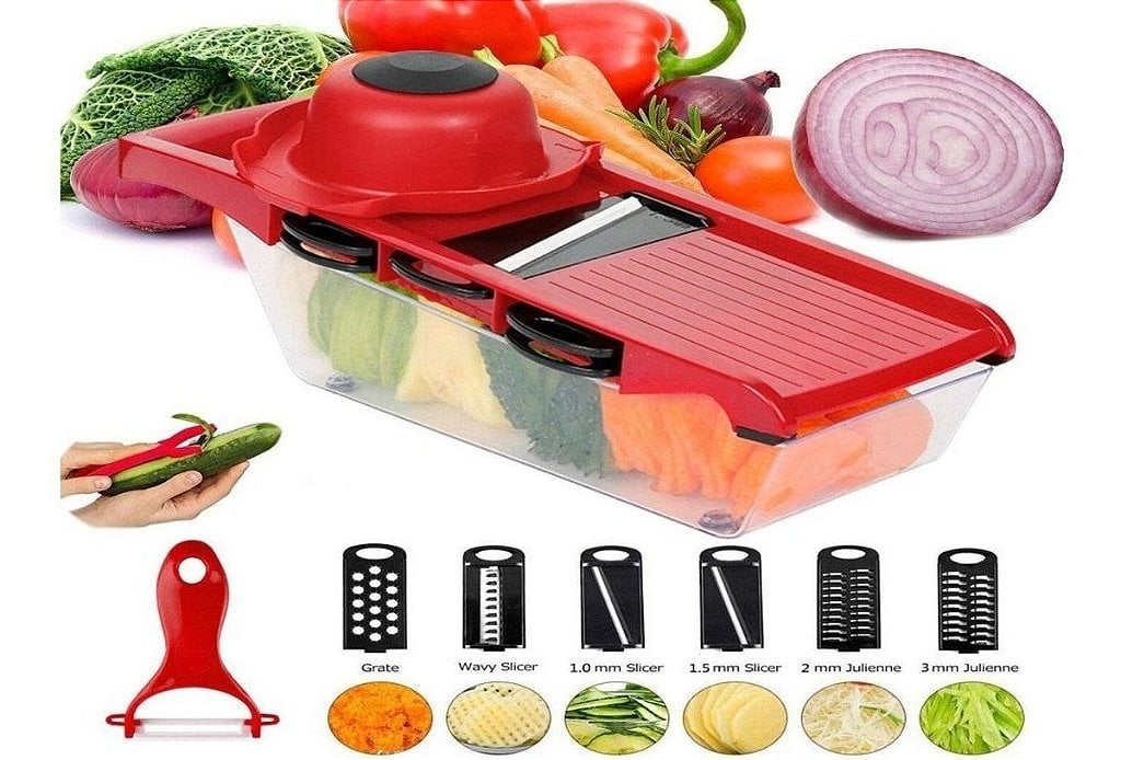 Fatiador de Legumes Mandoline com 6 Lâminas Intercambiáveis 