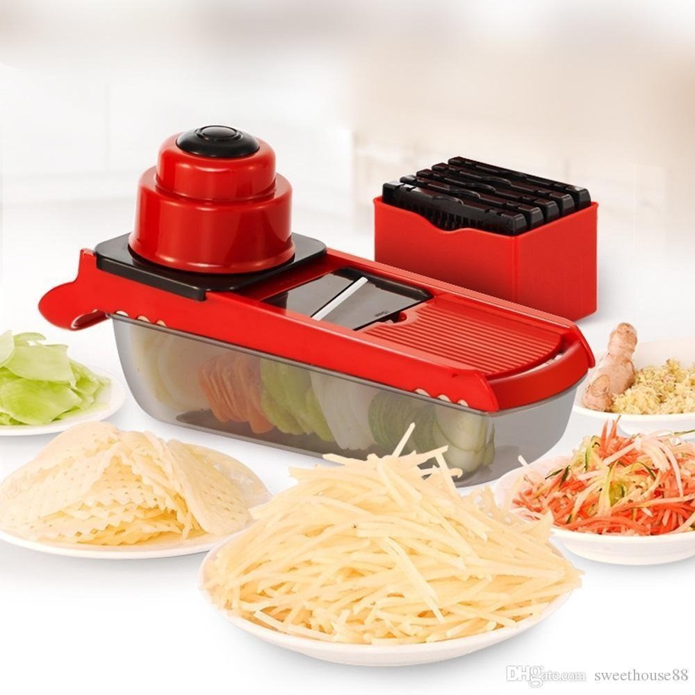 Fatiador de Legumes Mandoline com 6 Lâminas Intercambiáveis 