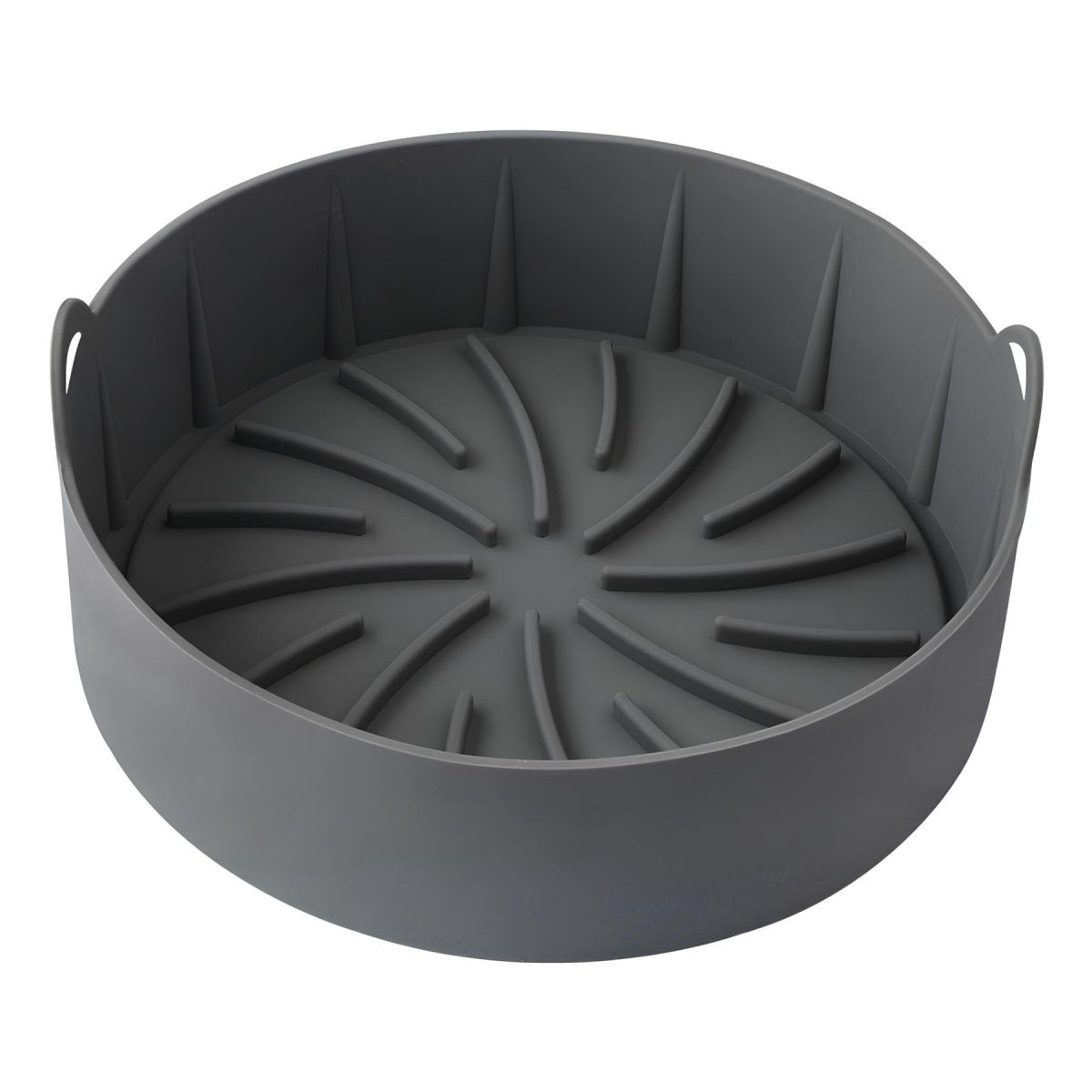 Forma De Silicone Air Fryer Redonda Grande 22cm C/ Alças - Cinza 