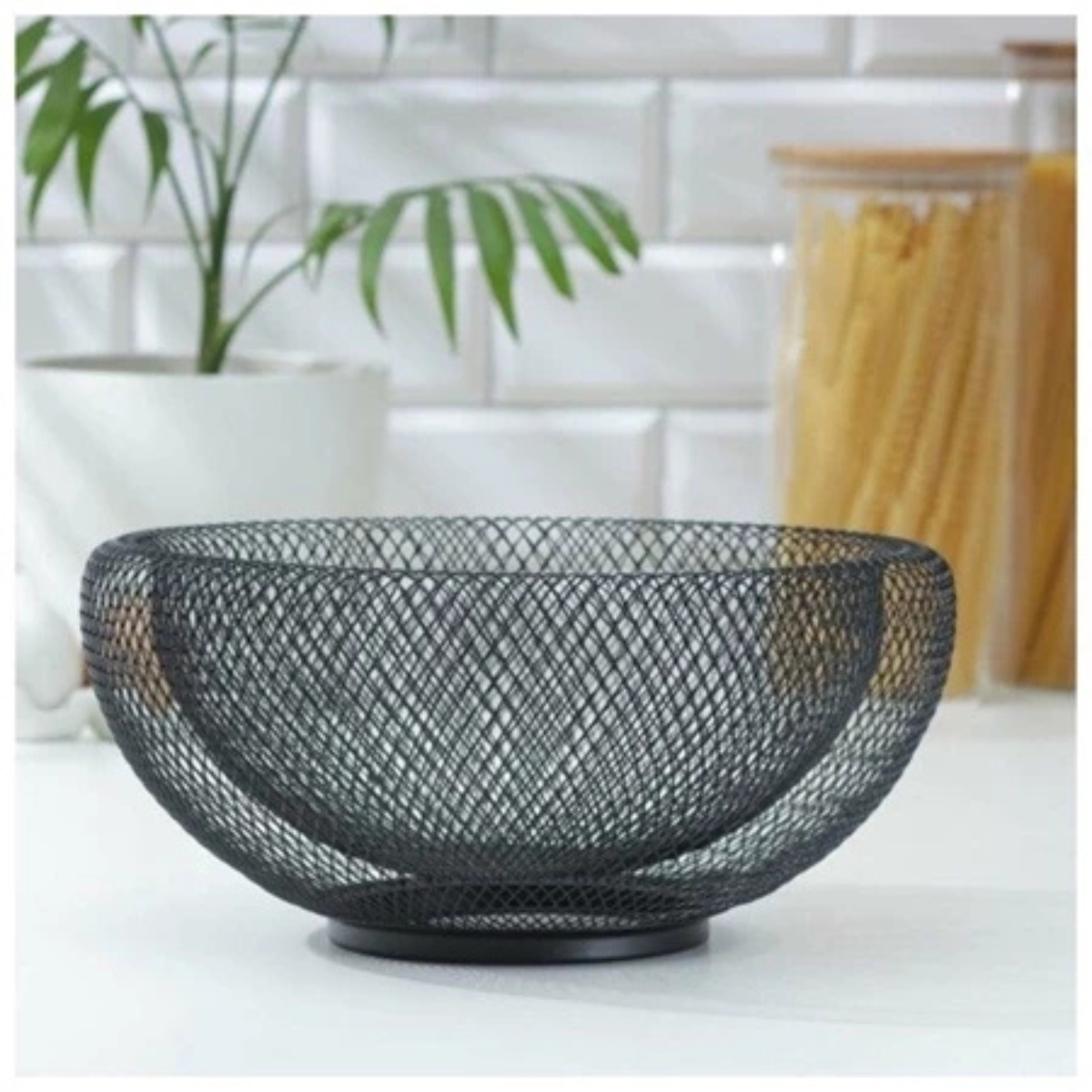 Fruteira Metal Preto 30cm Cesto Frutas Mesa 