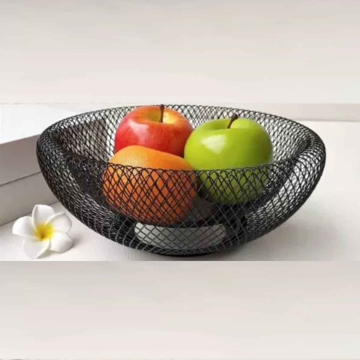 Fruteira Metal Preto 30cm Cesto Frutas Mesa 
