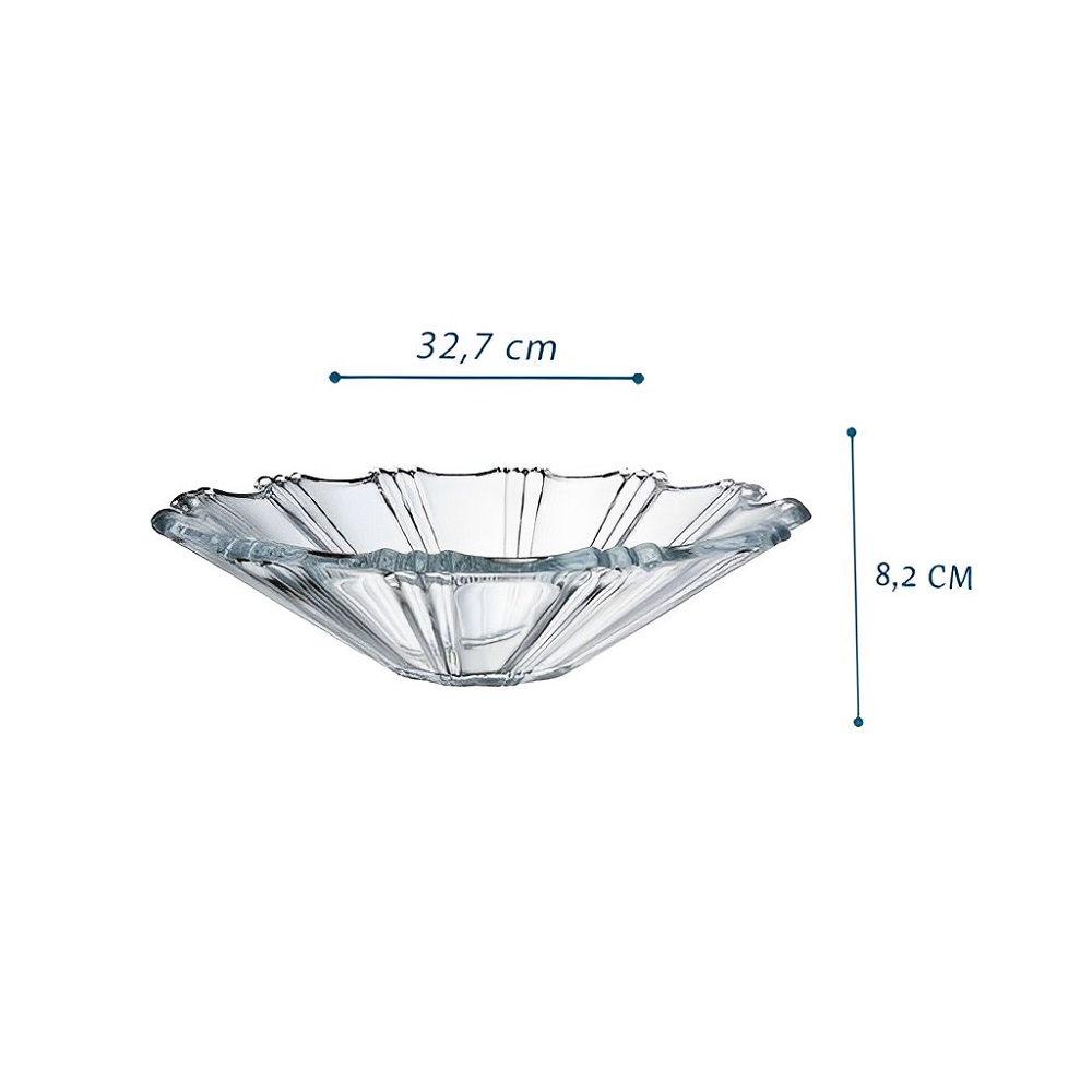 Fruteira decorativa - Centro de mesa de vidro - Peça decorativa de vidro 32cm 
