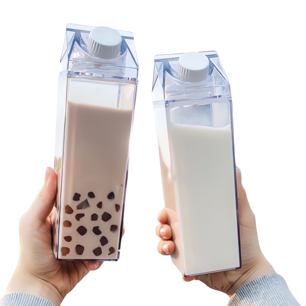 Garrafa Transparente Acrílica - 450ml - Com Trava Anti-Vazamento e Adesivo 
