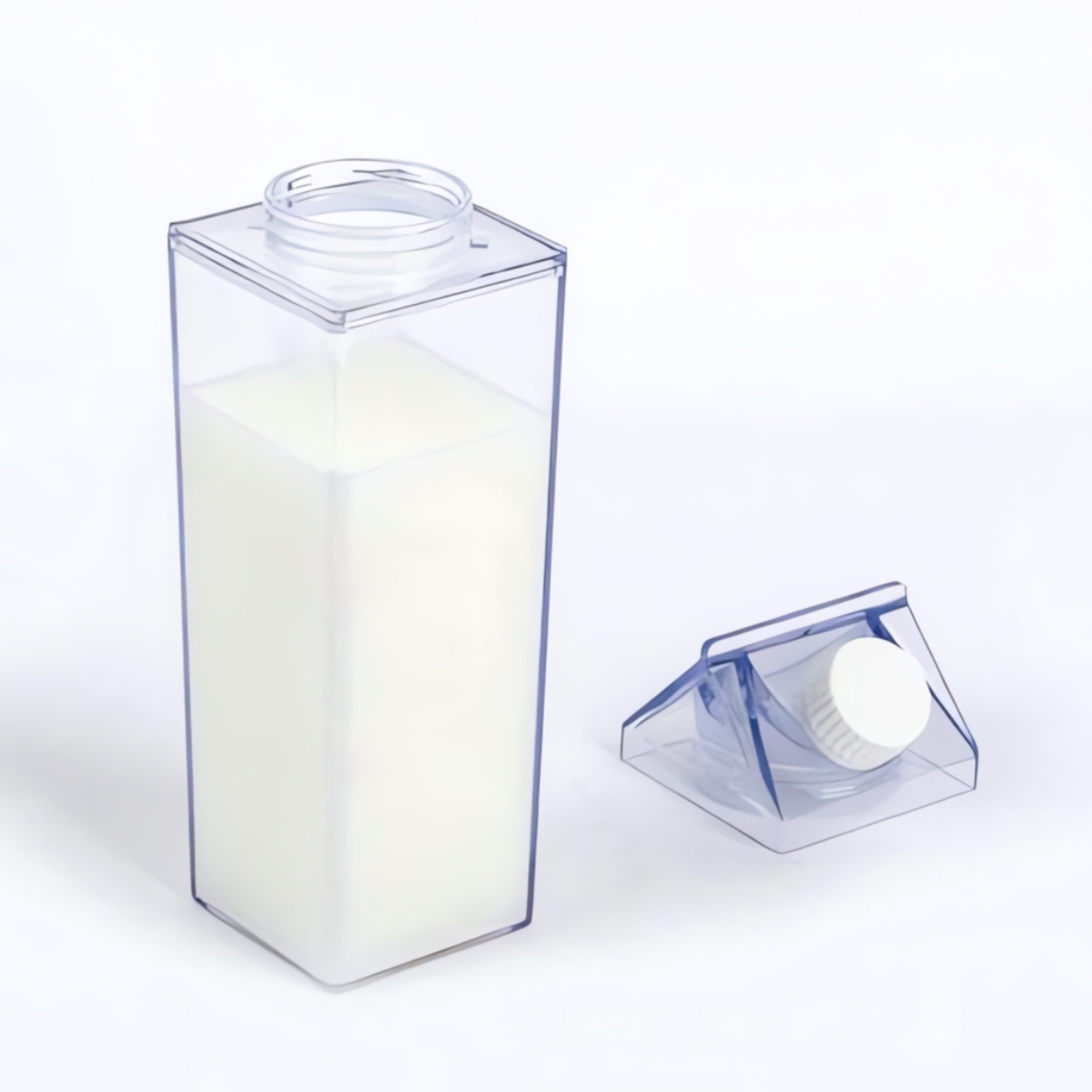Garrafa Transparente Acrílica - 450ml - Com Trava Anti-Vazamento e Adesivo 