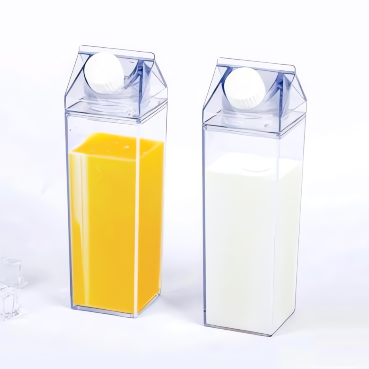 Garrafa Transparente Acrílica - 450ml - Com Trava Anti-Vazamento e Adesivo 