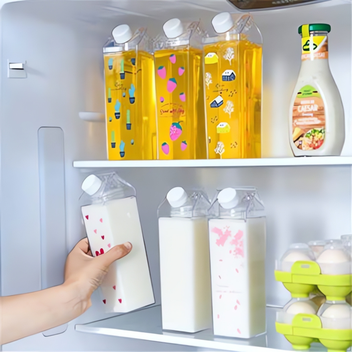Garrafa Transparente Acrílica - 450ml - Com Trava Anti-Vazamento e Adesivo 