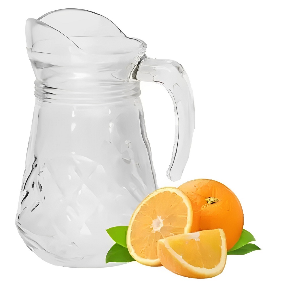 Jarra de Vidro 1300ml Transparente - Alça, Bico e Tampa para Água, Suco e Chá 