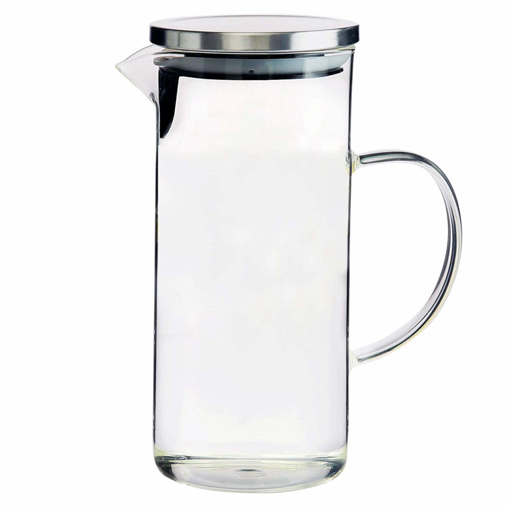 Jarra de Vidro Agua, Refresco ou Suco 1,3 Litros com Tampa Cromada 