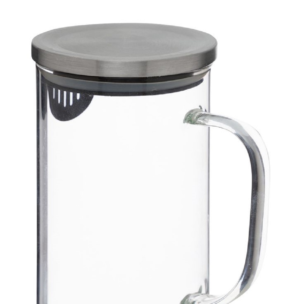 Jarra de Vidro Agua, Refresco ou Suco 1,3 Litros com Tampa Cromada 