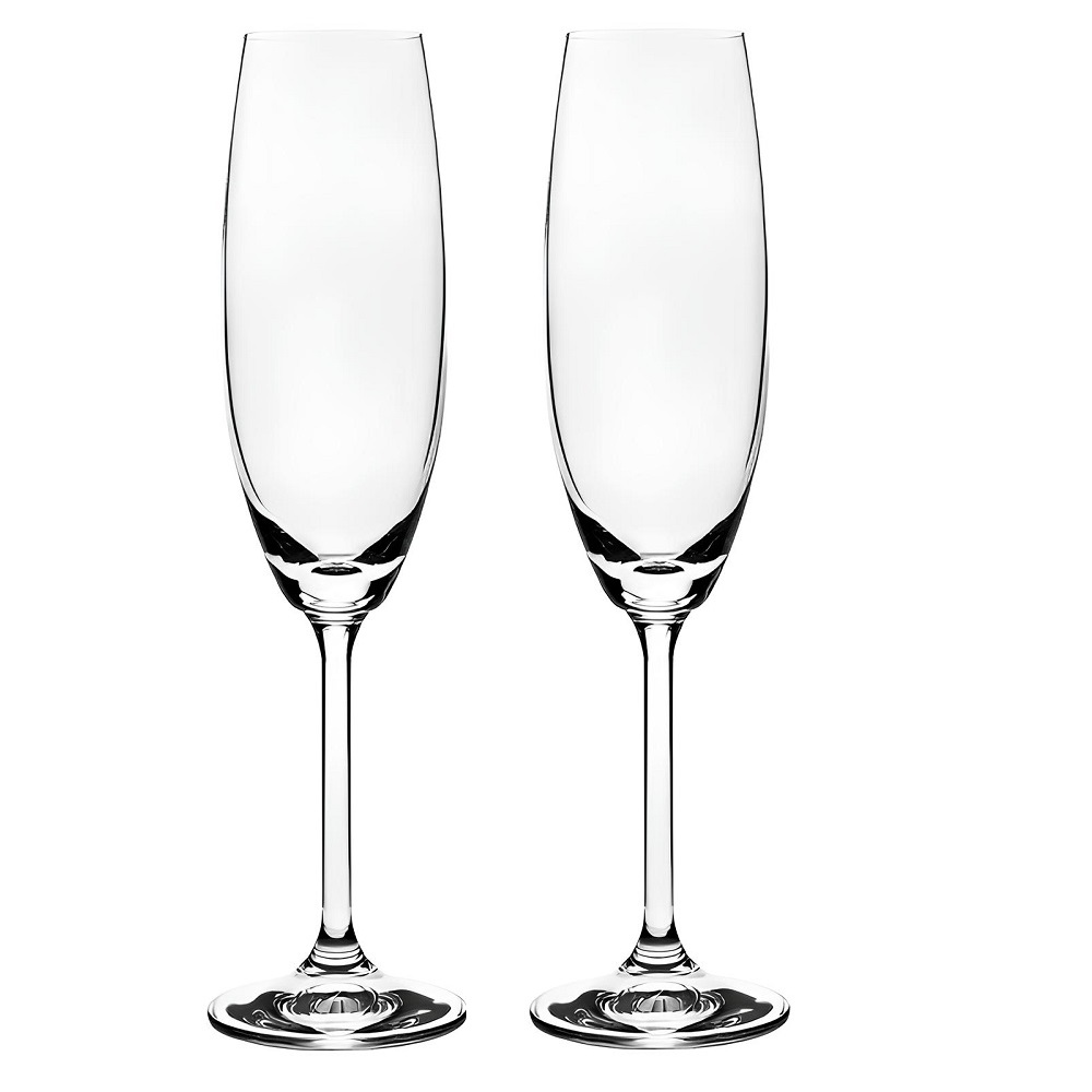 Jogo 2 Taças Champagne Espumante de Cristal 220ml - Conjunto Taças Titânio - Gastro - Luxo 