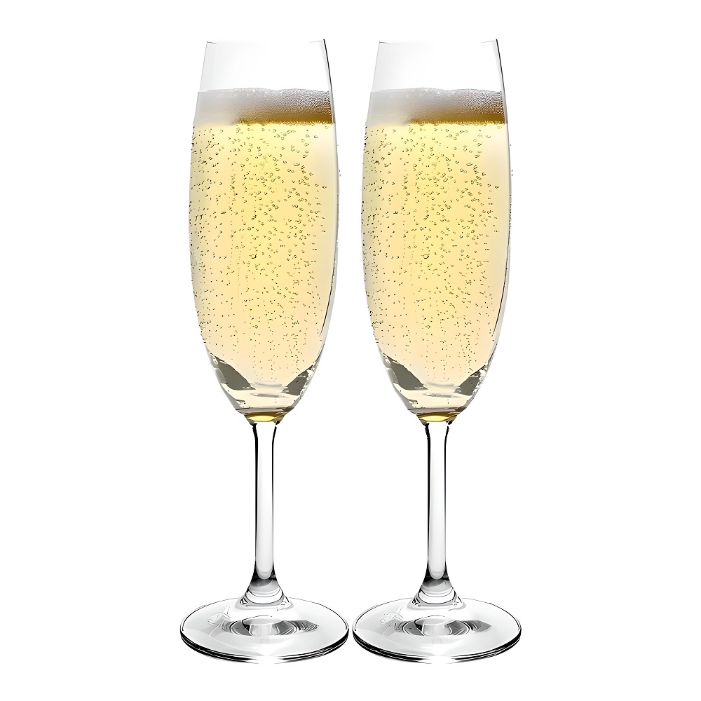 Jogo 2 Taças Champagne Espumante de Cristal 220ml - Conjunto Taças Titânio - Gastro - Luxo 