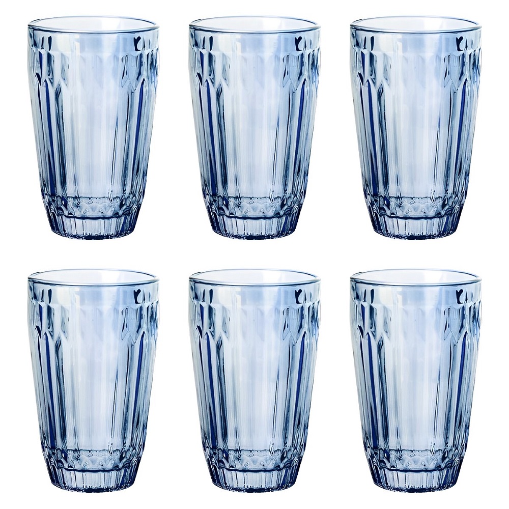 Jogo de Copo Vidro Azul 6 Unidades 355ml A13 Long Drink 