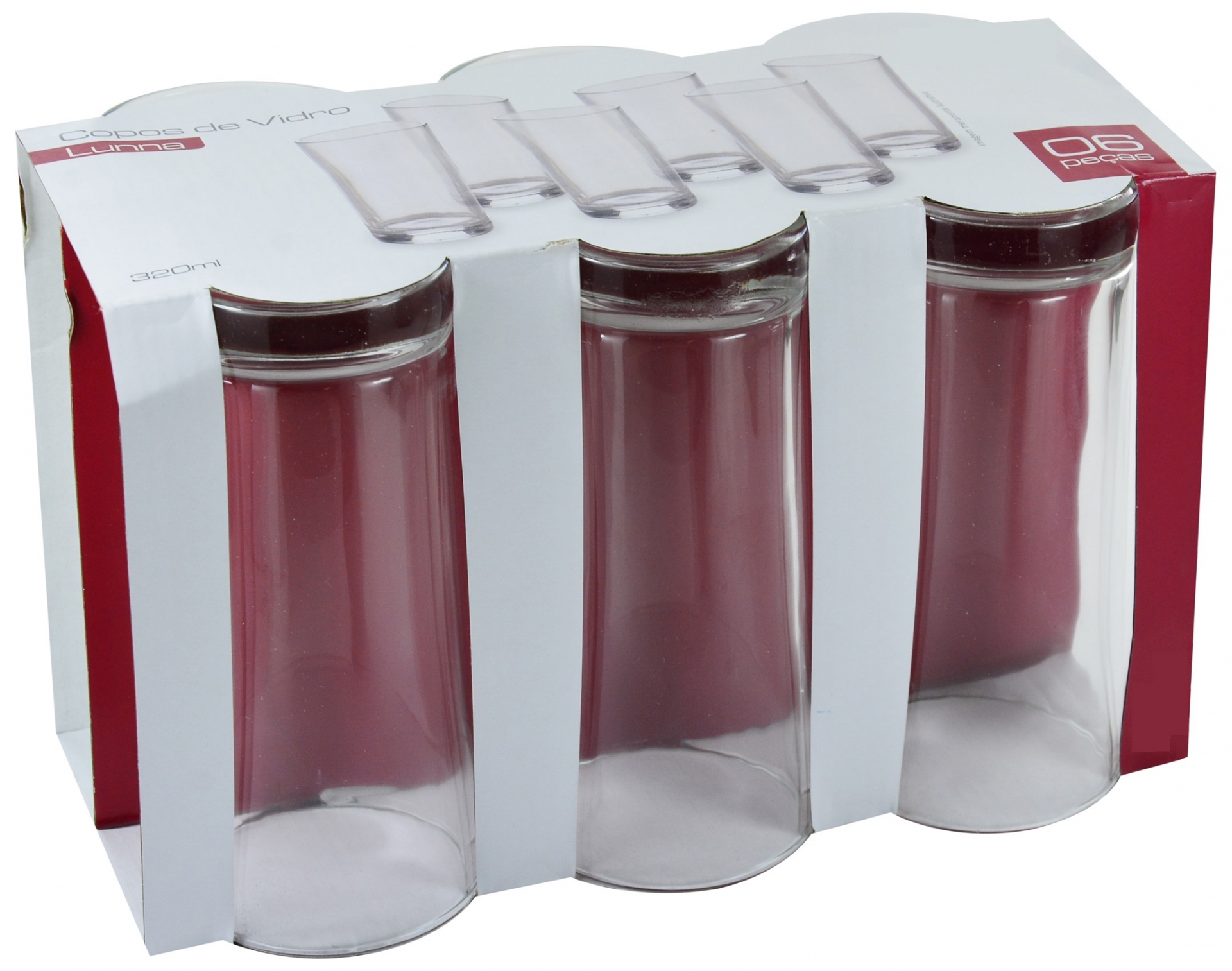 Jogo de Copos com 06 Copos de 320ml Liso Transparente