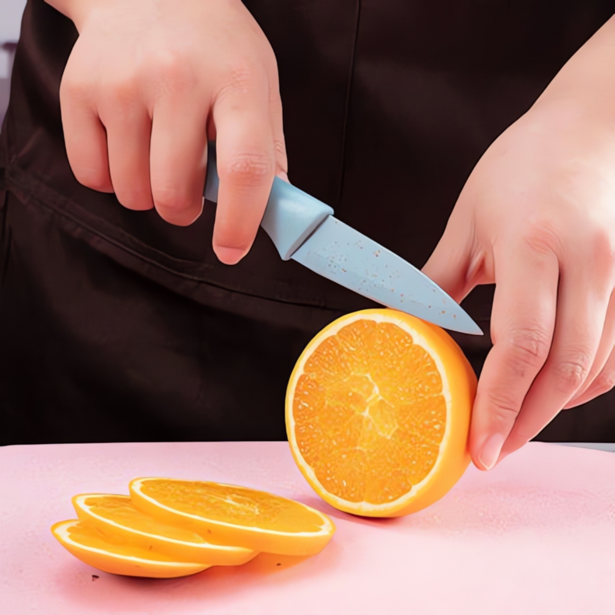 Jogo de Facas em Aço Inox - 6 Peças Coloridas com Tesoura e Descascador 