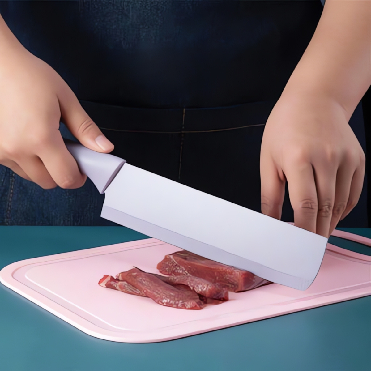 Jogo de Facas em Aço Inox - 6 Peças Coloridas com Tesoura e Descascador 