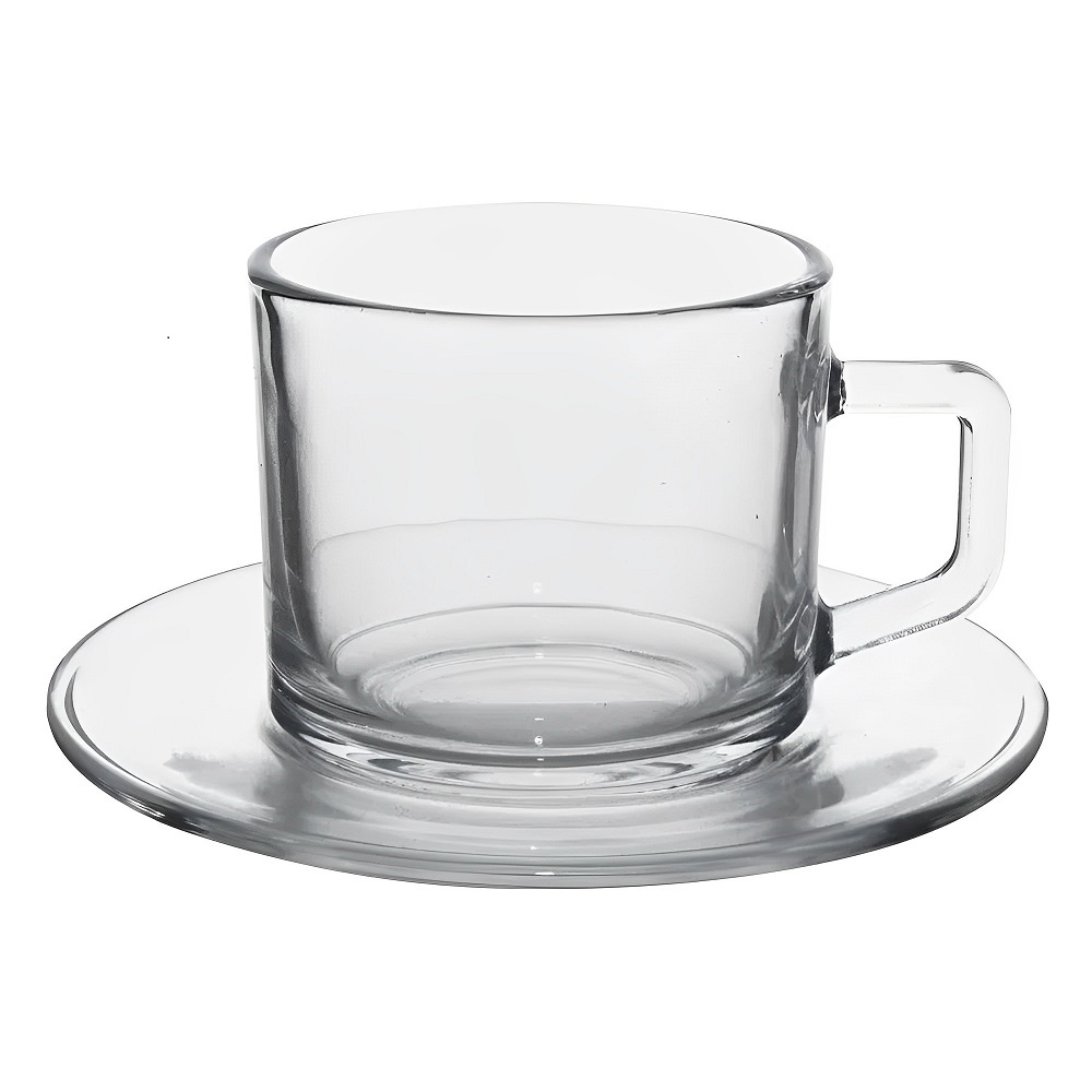 Jogo de Xícaras em Vidro 176mL - Conjunto 12 Peças para Café e Chá 