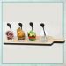 Jogo para Sobremesas / Shot com 04 Copos Colheres e Base em Madeira 