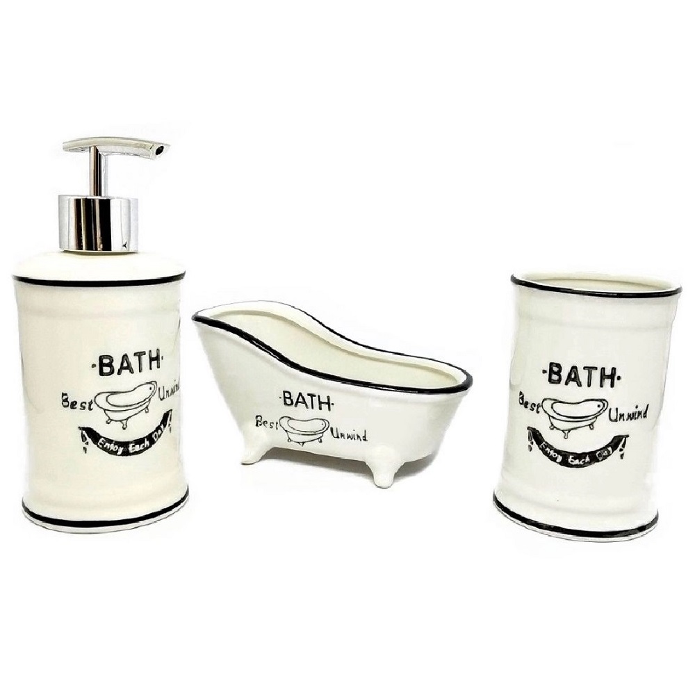 Kit Banheiro Saboneteira, Saboneteira Liquida, Porta Escova de Dentes  