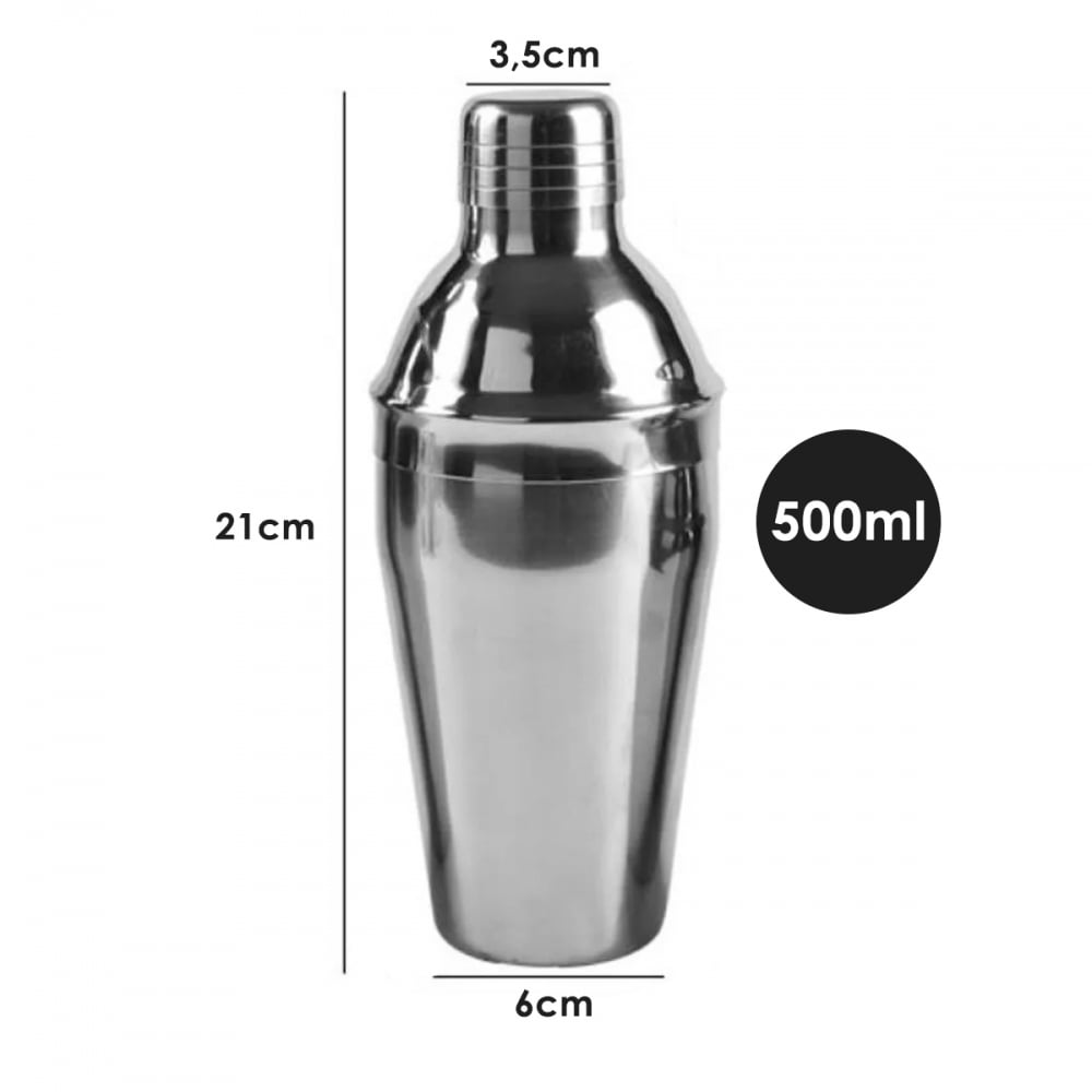 Kit Barman Profissional Coqueteleira 500ml 11 Peças Inox Caipirinha Drinks 