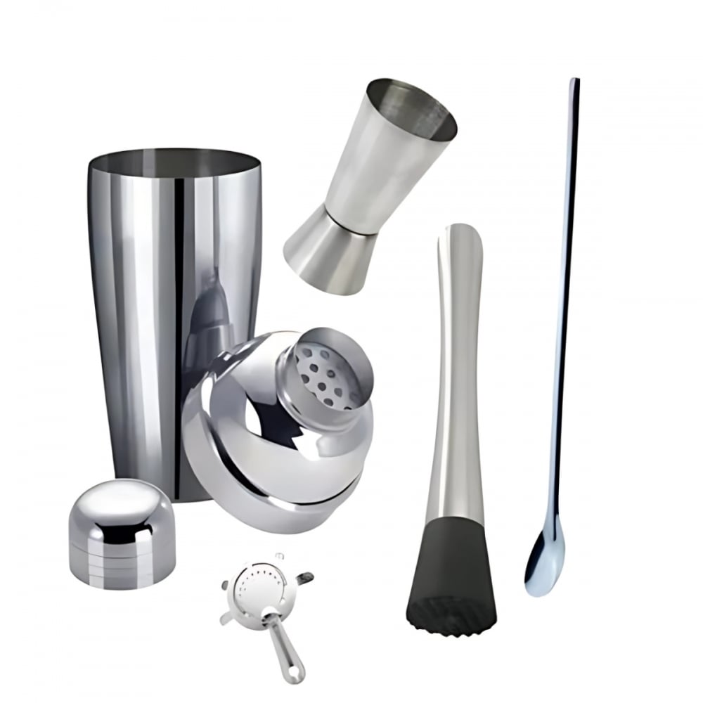 Kit Coqueteleira Aço Inox Bartender 05 Peças Drinks Coquetéis 