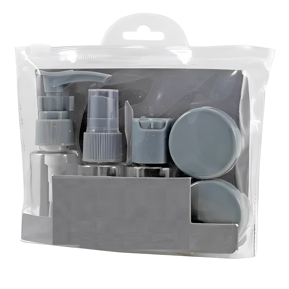 Kit De Frascos Para Viagem 07 Peças Necessaire Organizador Cinza