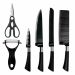 Kit Facas Chef Aço Inox Antiaderente Preto 6 Peças Com Tesoura 