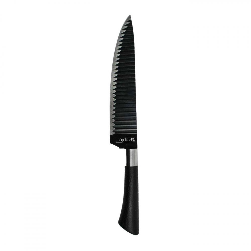 Kit Facas Chef Aço Inox Antiaderente Preto 6 Peças Com Tesoura 