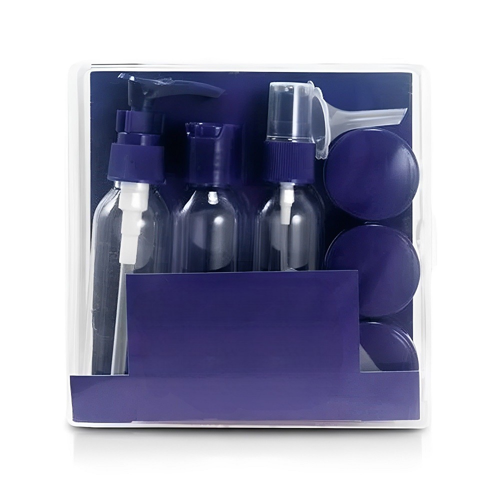 Kit Frascos Organiza Viagem 9 Peças Shampoo Creme Bolsa Mala Azul