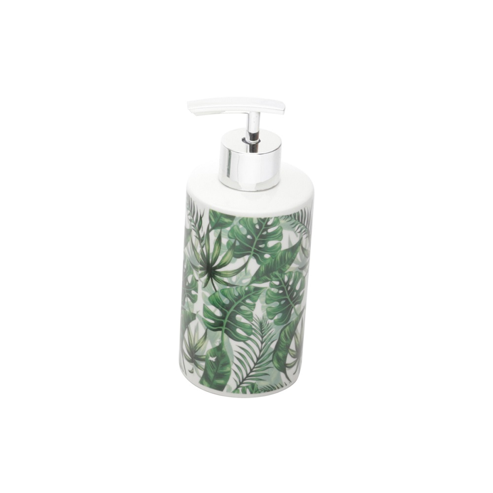 Kit Lavabo Banheiro Ceramica Folhas com 3 Peças 