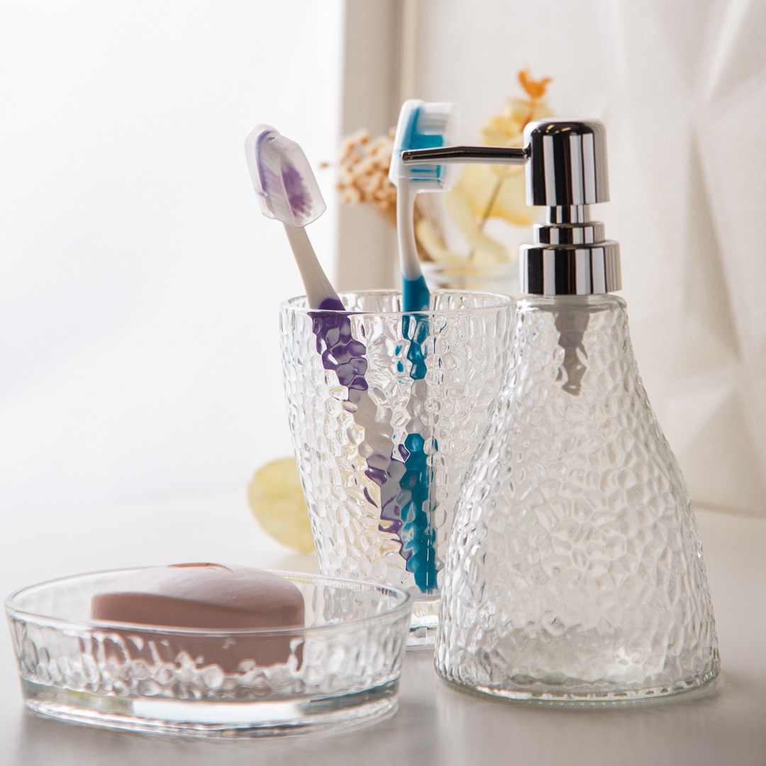 Kit Lavabo Banheiro, Saboneteira Liquida, Saboneteira, Porta Escovas Prateado