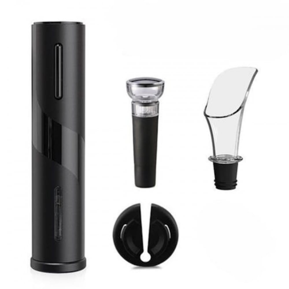 Kit Saca-Rolhas Elétrico + Abridor Vinho ABS - 4 Peças 