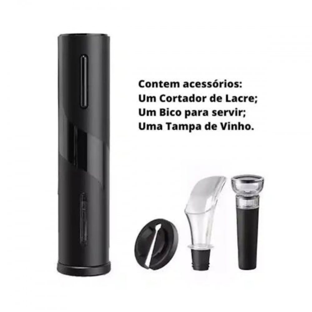 Kit Saca-Rolhas Elétrico + Abridor Vinho ABS - 4 Peças 