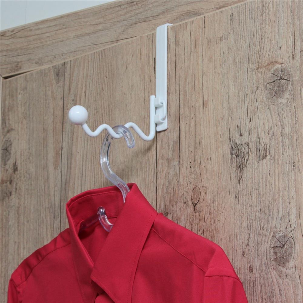 Kit com 2 Ganchos de Porta para Cabides e Bolsas - Branco