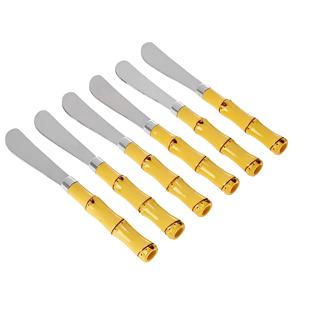 Kit de Espátulas Inox para Manteiga e Geléia - 6 Unidades 16cm - Design Bambu 