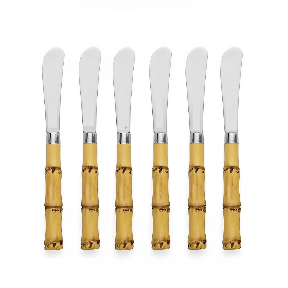 Kit de Espátulas Inox para Manteiga e Geléia - 6 Unidades 16cm - Design Bambu 