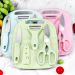 Kit de Utensílios de Cozinha - Plástico e Inox - Tábua, Tesoura, Faca, Descascador 