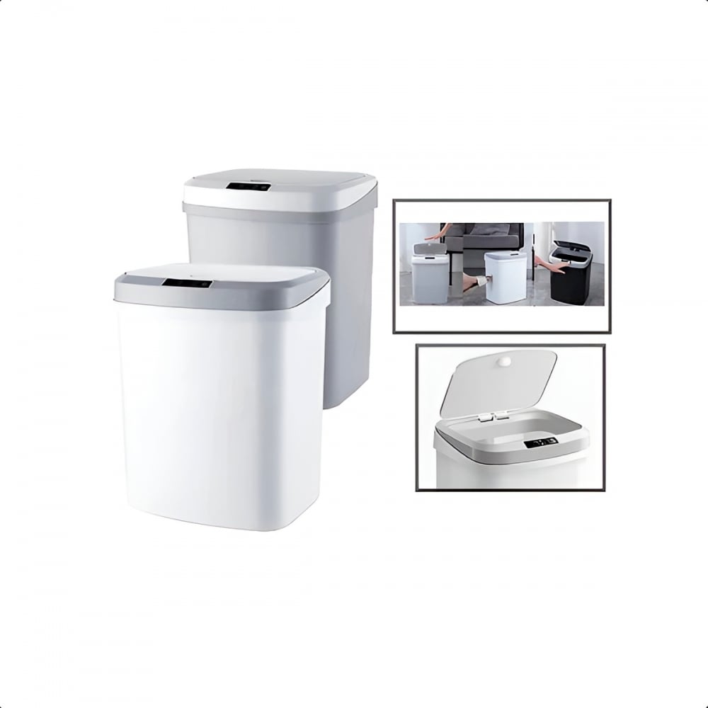 Lixeira Automática Inteligente 15L Branca - Sensor De Movimento 