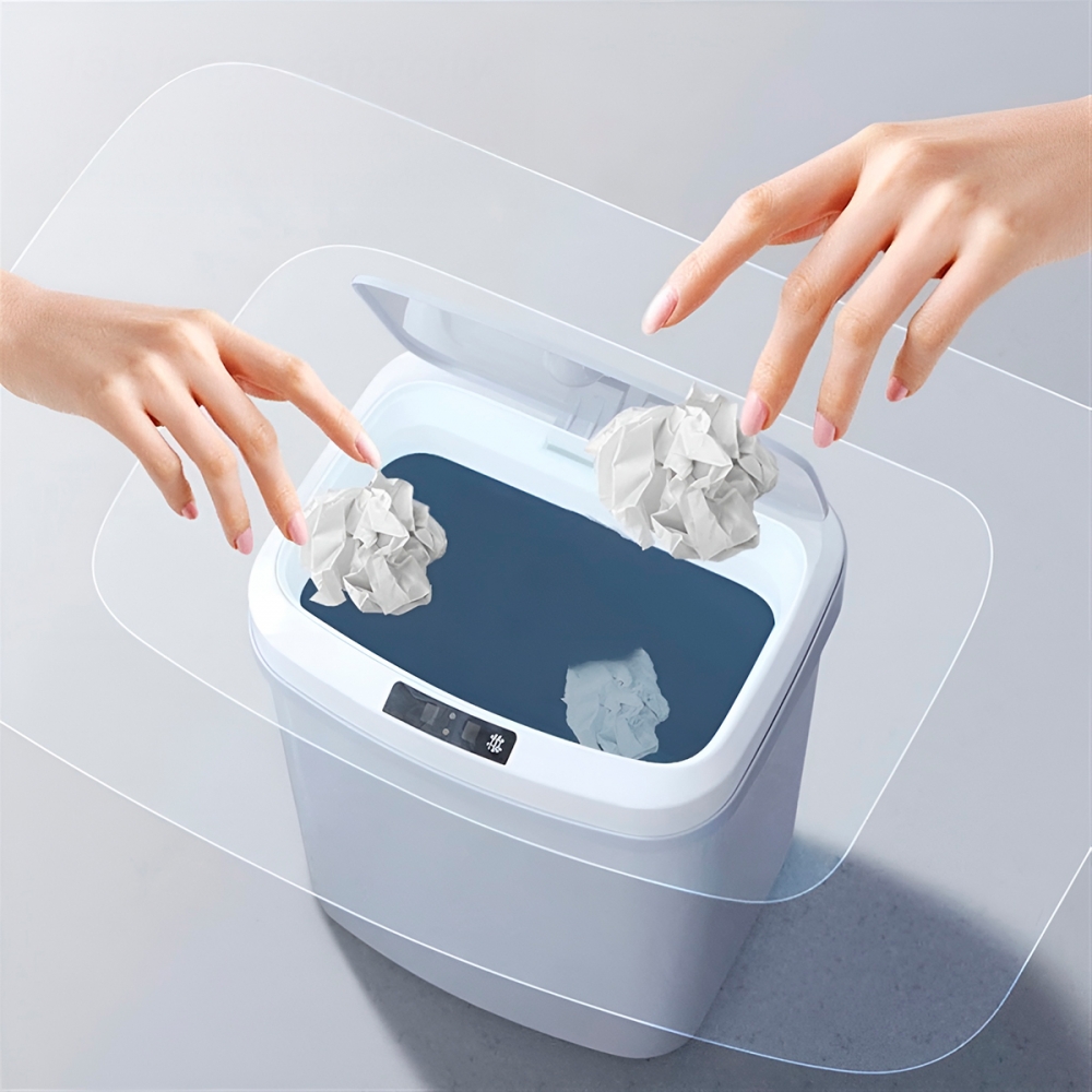 Lixeira Automática Inteligente 15L Branca - Sensor De Movimento 