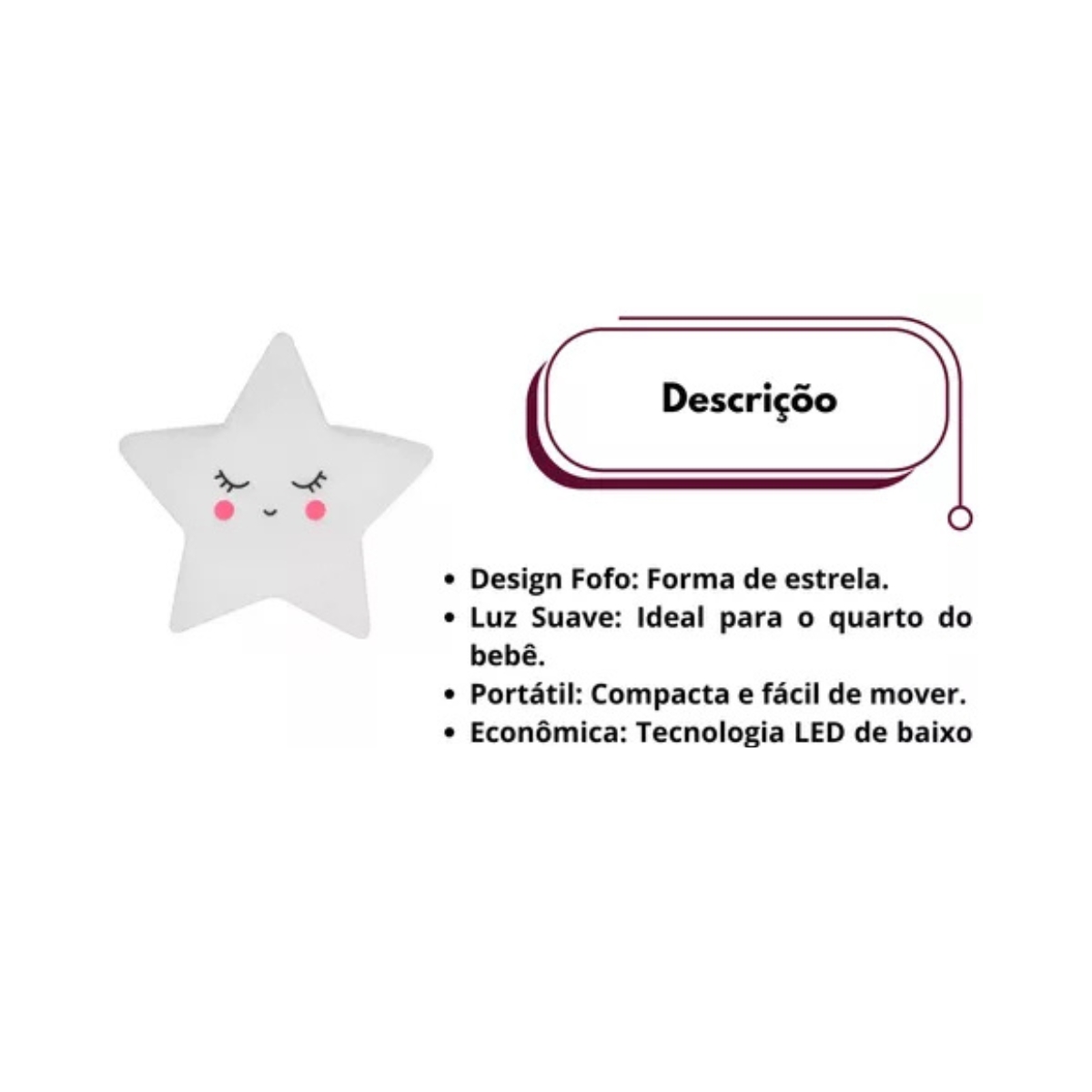 Luminária Estrela LED Infantil - Luz Suave e Design Encantador 