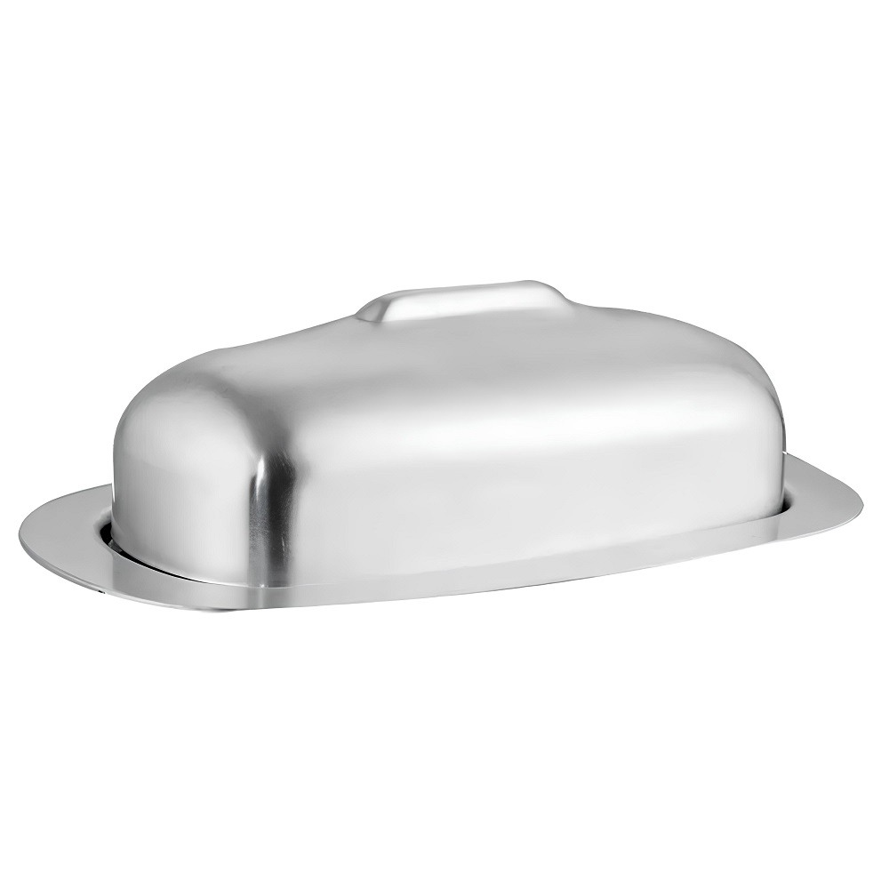 Manteigueira de Inox Porta Manteiga Com Tampa Oval 