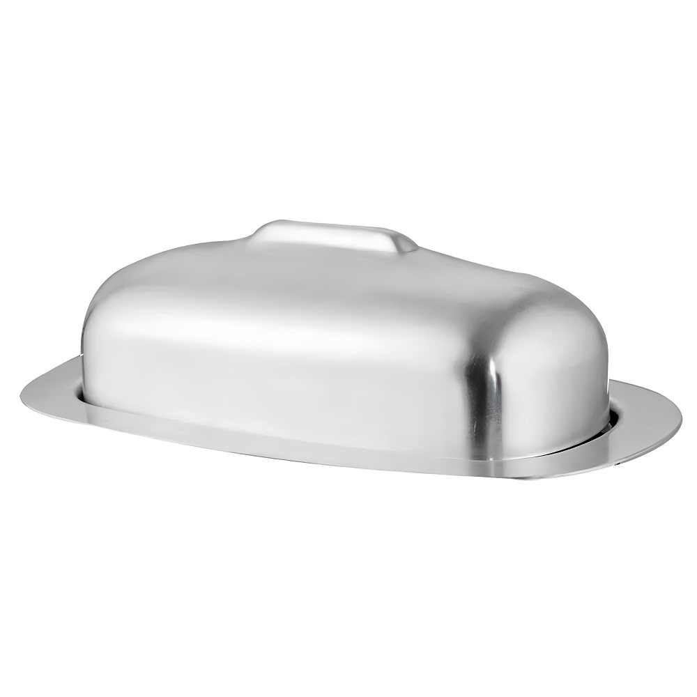 Manteigueira de Inox Porta Manteiga Com Tampa Oval 