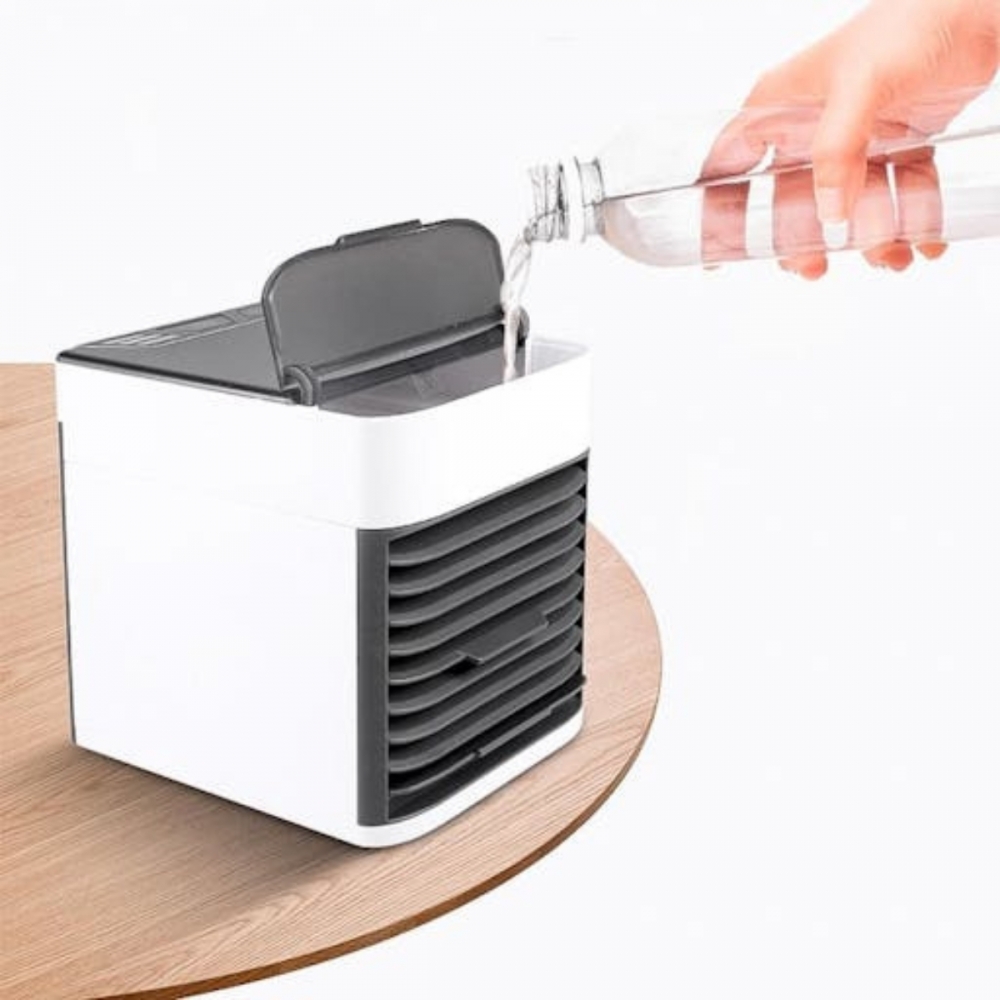 Mini Ar Condicionado Portátil Resfria, Umidifica, USB 